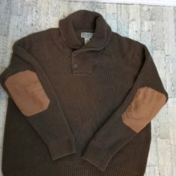Duluth Trading Co Sweater Mens Ribbed Shawl Collar Wool Brown Large - Picture 1 of 9